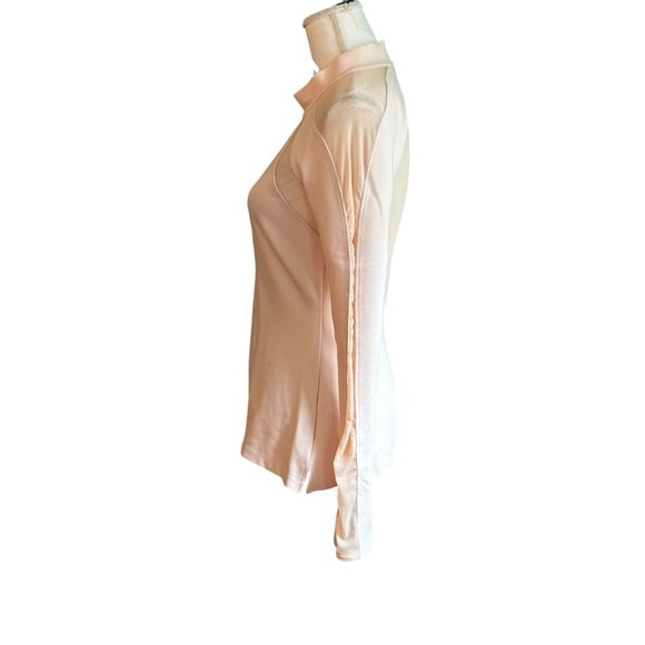 Free People Monarch Mesh Inset Long Sleeve Zip Back Top Women’s SZ S Ballet Pink - Picture 6 of 9